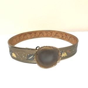 Stone and leather custom belt